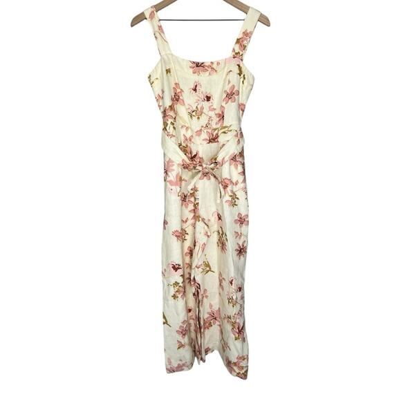 Spartina 449 Arley Sleeveless Jumpsuit Garden House Floral Tie Waist Linen - Picture 3 of 6